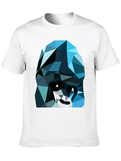 Geometric Blue Gorilla Graphic Black T-Shirt