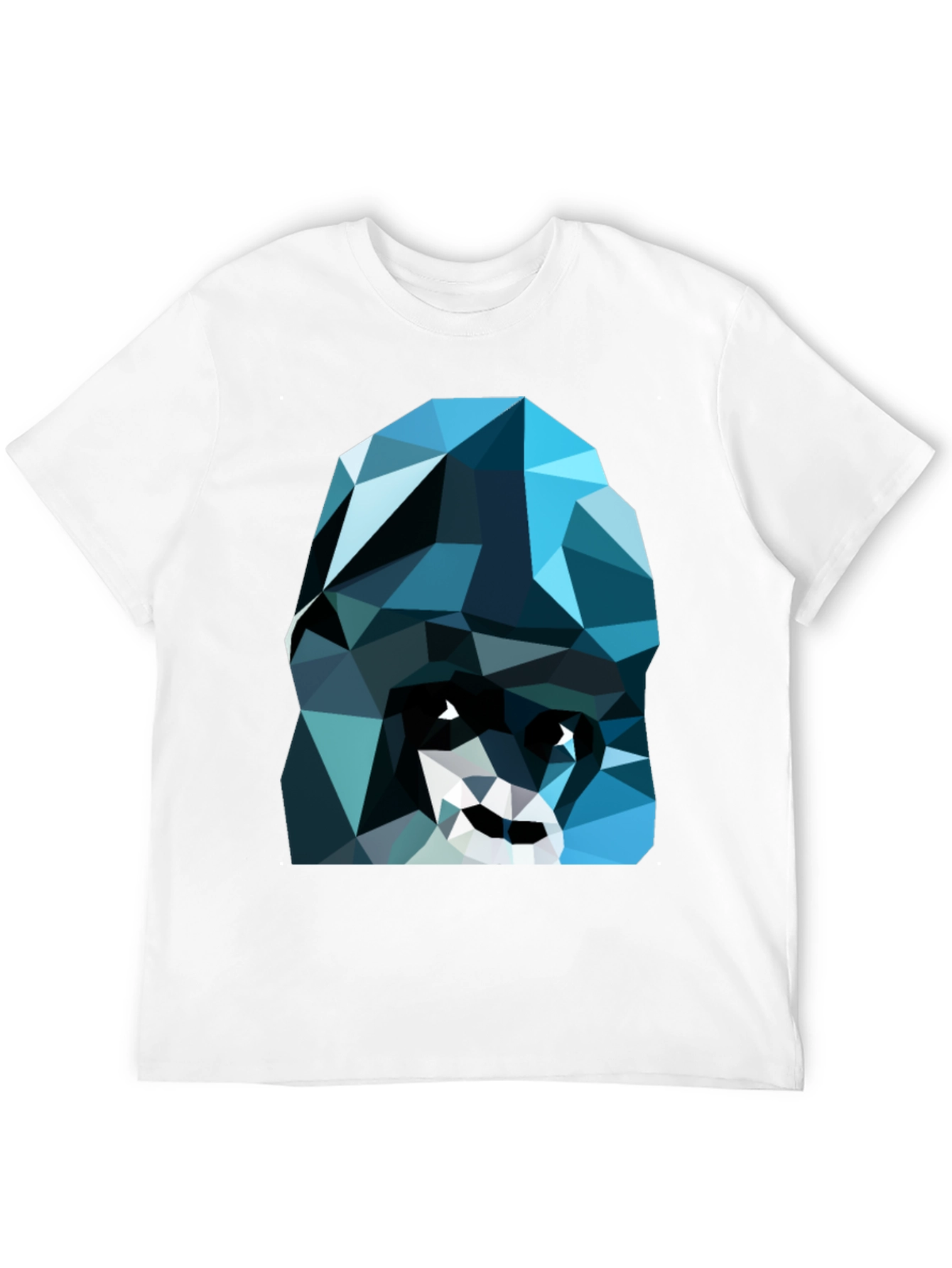 Geometric Blue Gorilla Graphic Black T-Shirt