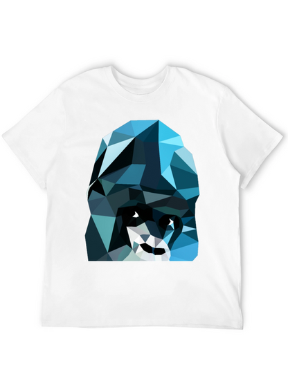 Geometric Blue Gorilla Graphic Black T-Shirt