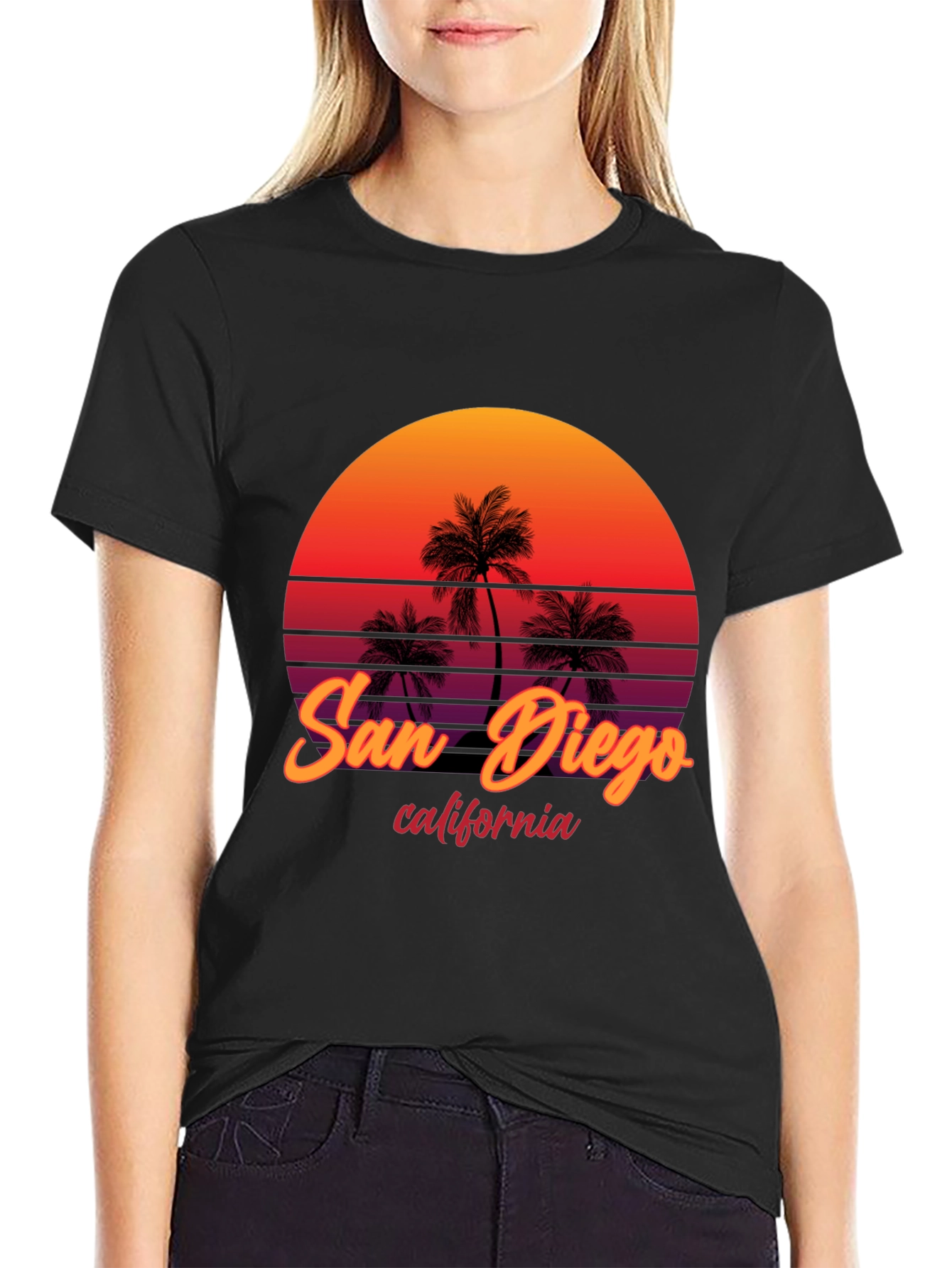 San Diego California Palm Sunset Graphic Tee