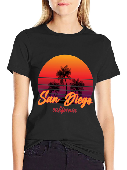 San Diego California Palm Sunset Graphic Tee