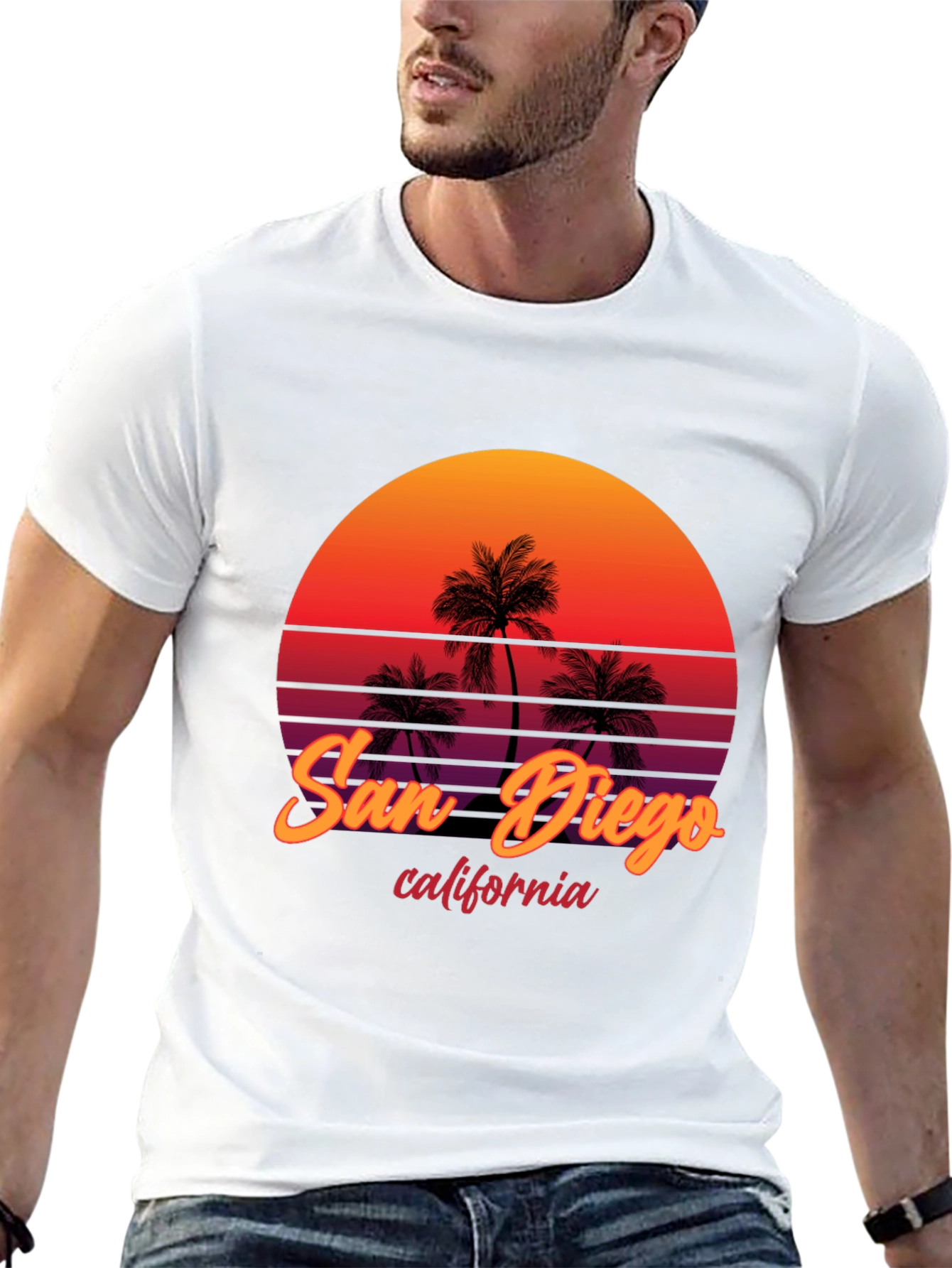 San Diego California Palm Sunset Graphic Tee