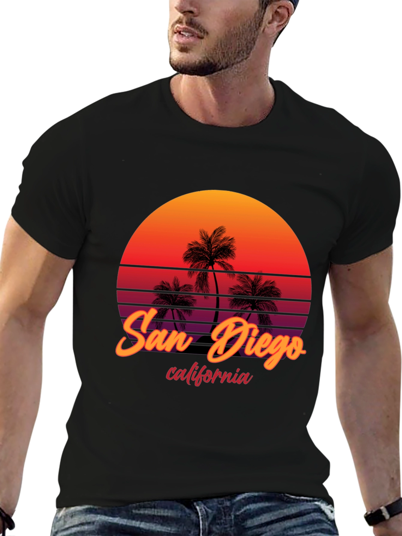 San Diego California Palm Sunset Graphic Tee