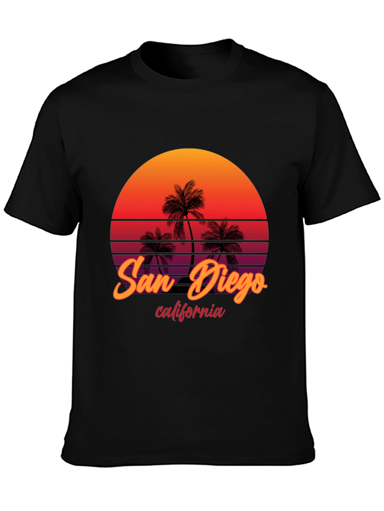 San Diego California Palm Sunset Graphic Tee