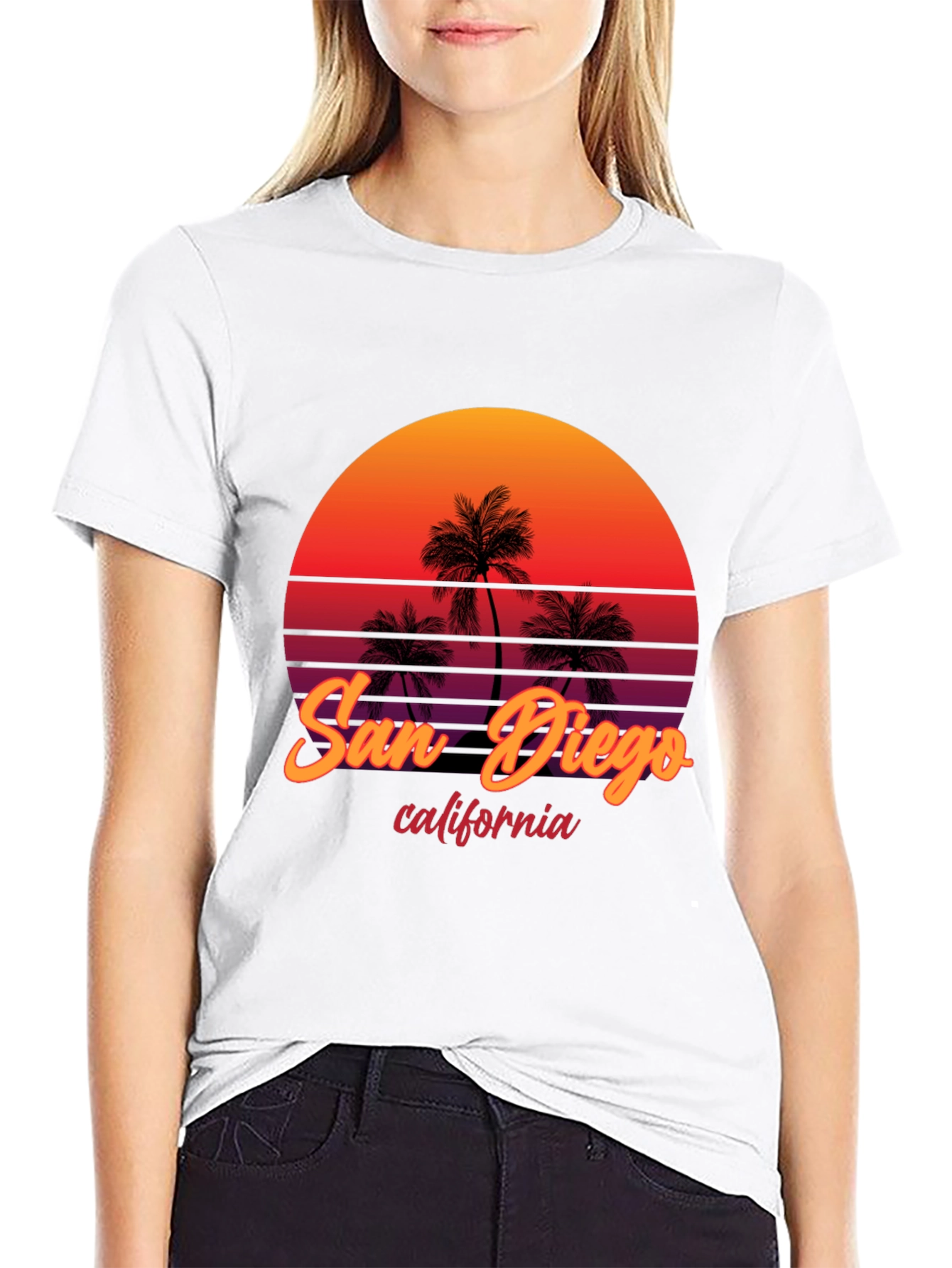 San Diego California Palm Sunset Graphic Tee