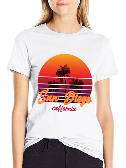 San Diego California Palm Sunset Graphic Tee