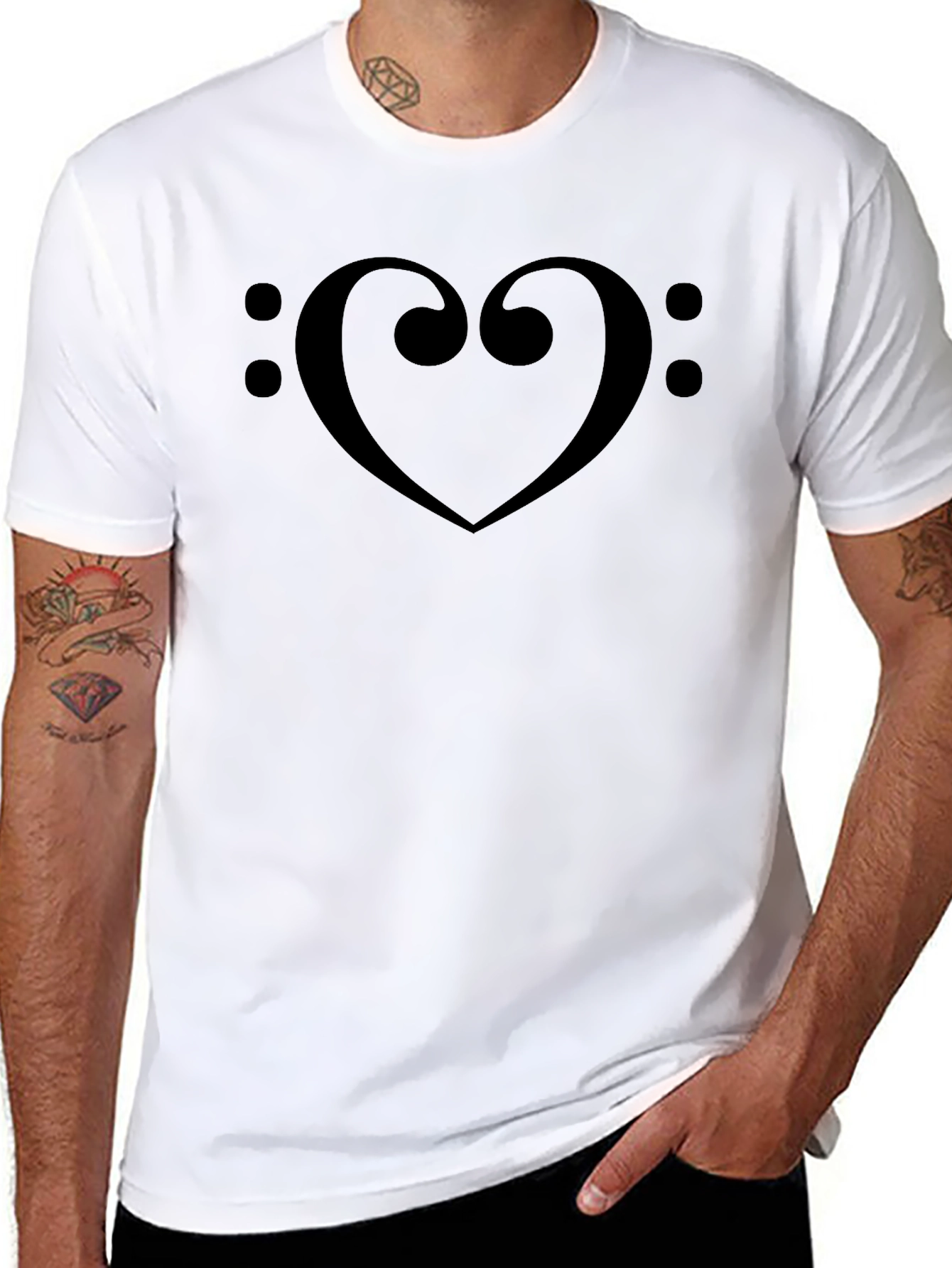 Bass Clef Heart Graphic T-Shirt