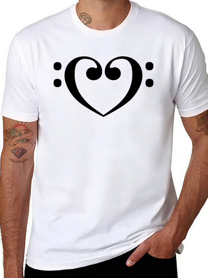 Bass Clef Heart Graphic T-Shirt