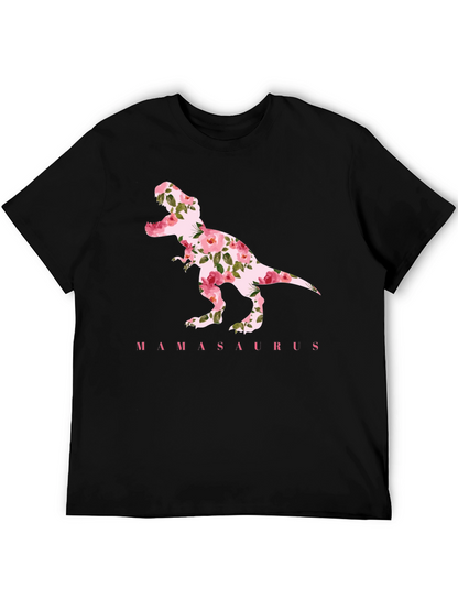 Mamasaurus Floral Dinosaur Graphic T-Shirt