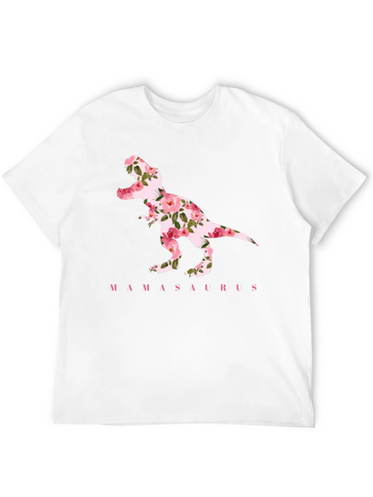 Mamasaurus Floral Dinosaur Graphic T-Shirt
