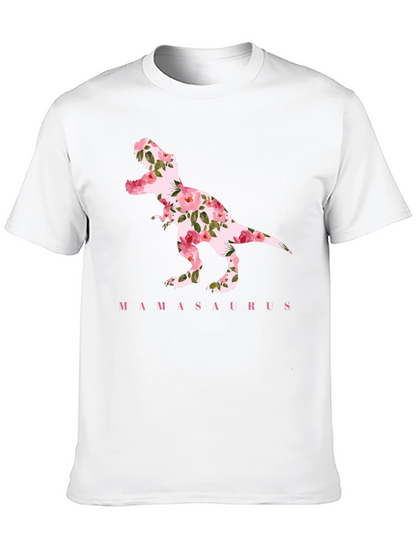 Mamasaurus Floral Dinosaur Graphic T-Shirt