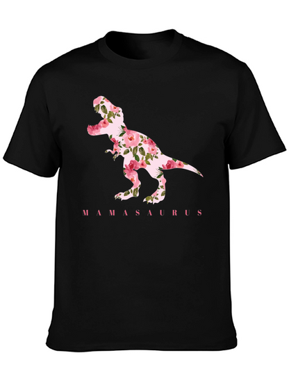 Mamasaurus Floral Dinosaur Graphic T-Shirt
