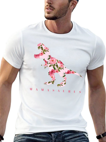 Mamasaurus Floral Dinosaur Graphic T-Shirt