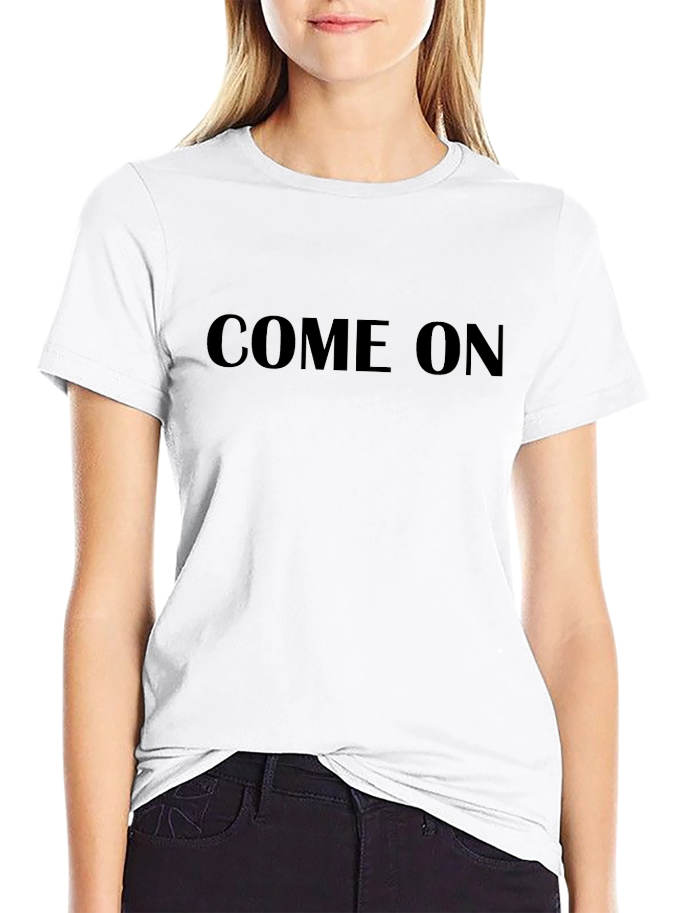 Come On Graphic Tee - Black Cotton Casual T-Shirt