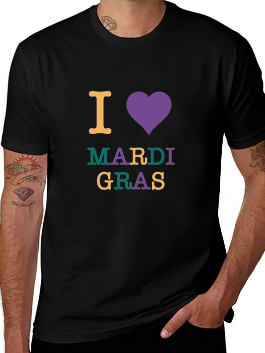 I Love Mardi Gras Graphic Tee - Unisex Black T-Shirt