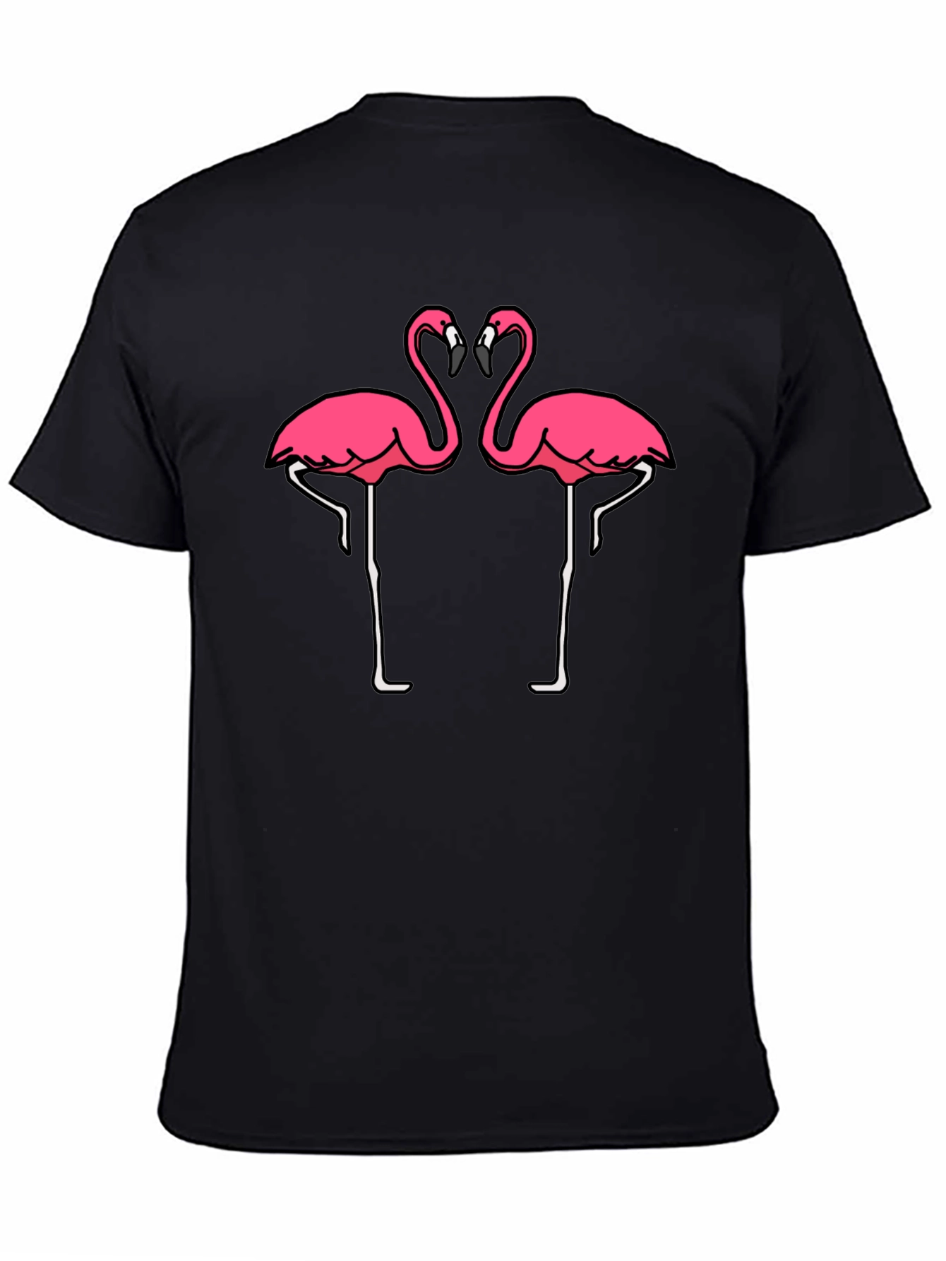 Black T-Shirt with Pink Flamingo Graphic