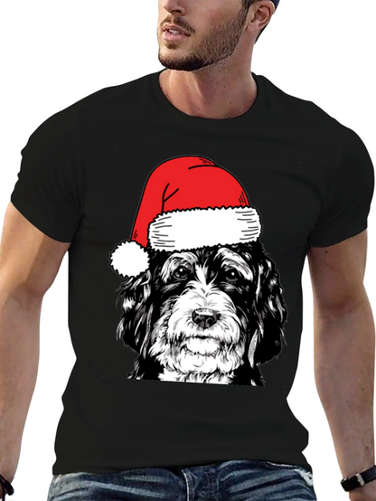 Festive Dog Santa Hat T-Shirt