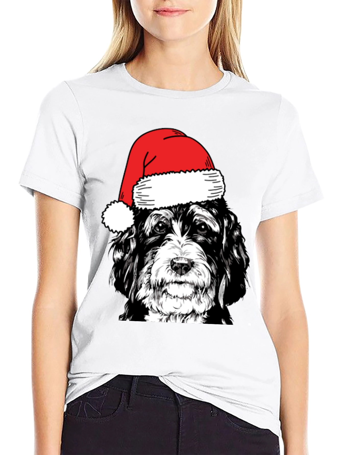 Festive Dog Santa Hat T-Shirt