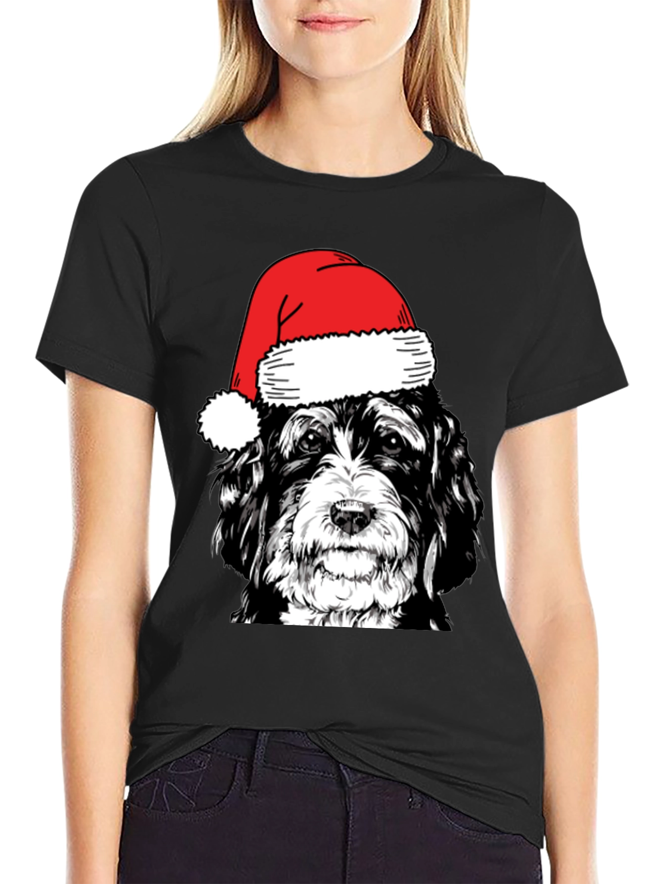 Festive Dog Santa Hat T-Shirt