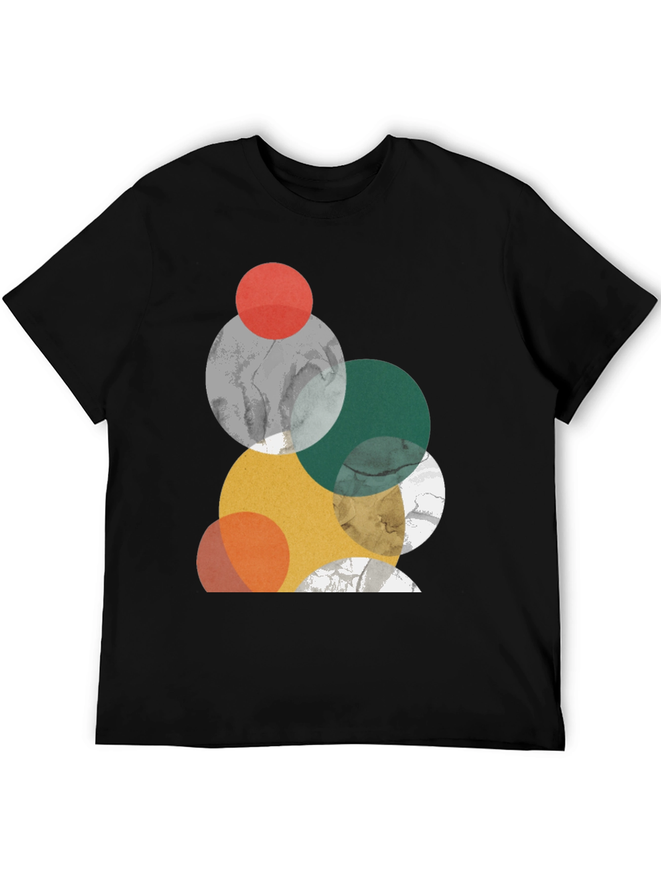 Modern Geometric Circle Design Black T-Shirt