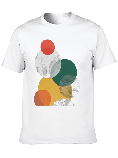 Modern Geometric Circle Design Black T-Shirt