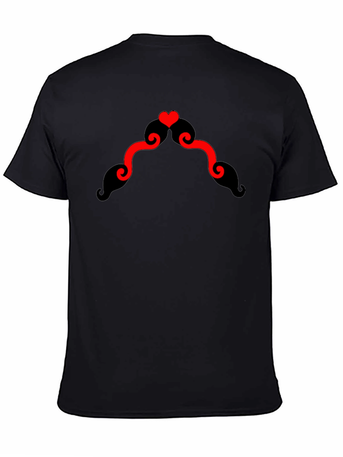 Heart Mustache Black T-Shirt