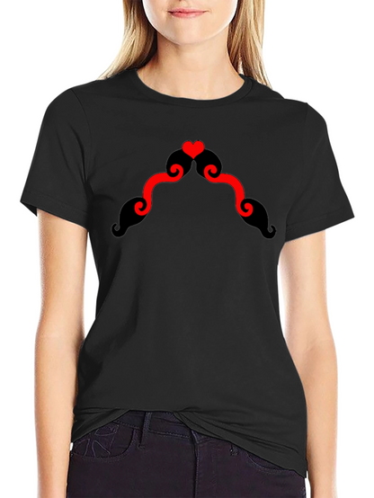 Heart Mustache Black T-Shirt