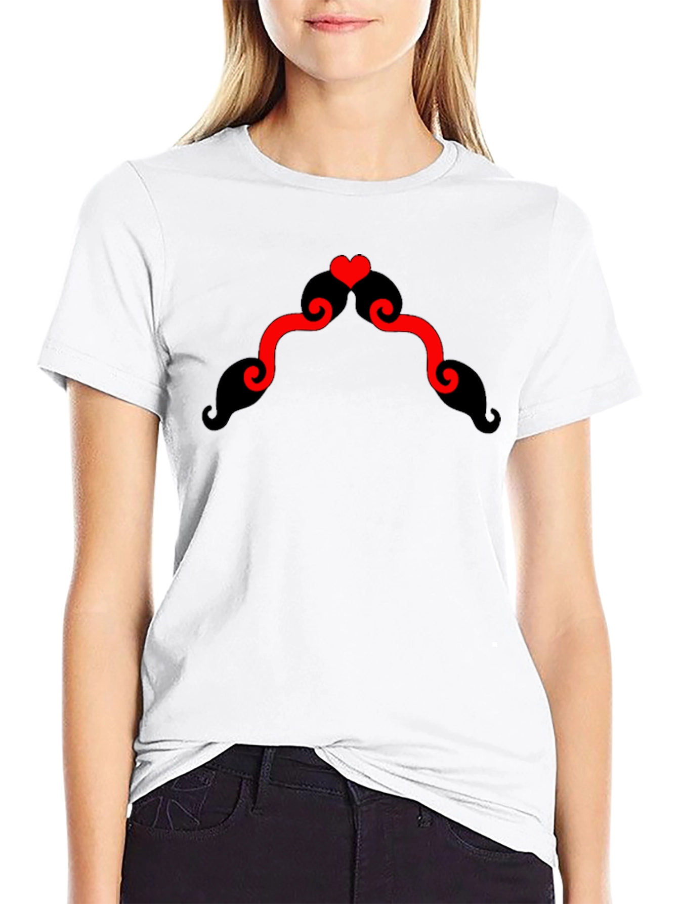 Heart Mustache Black T-Shirt
