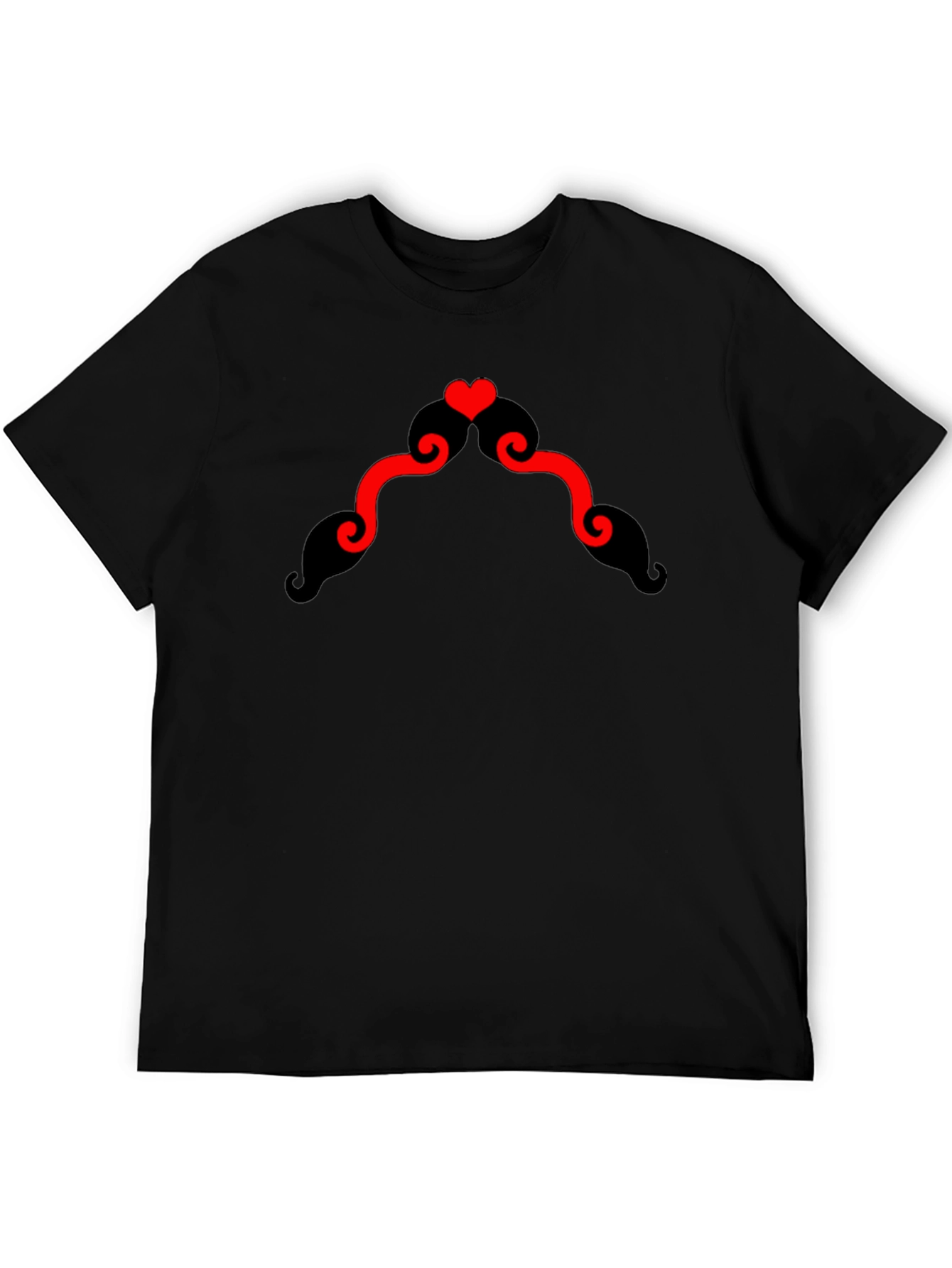 Heart Mustache Black T-Shirt