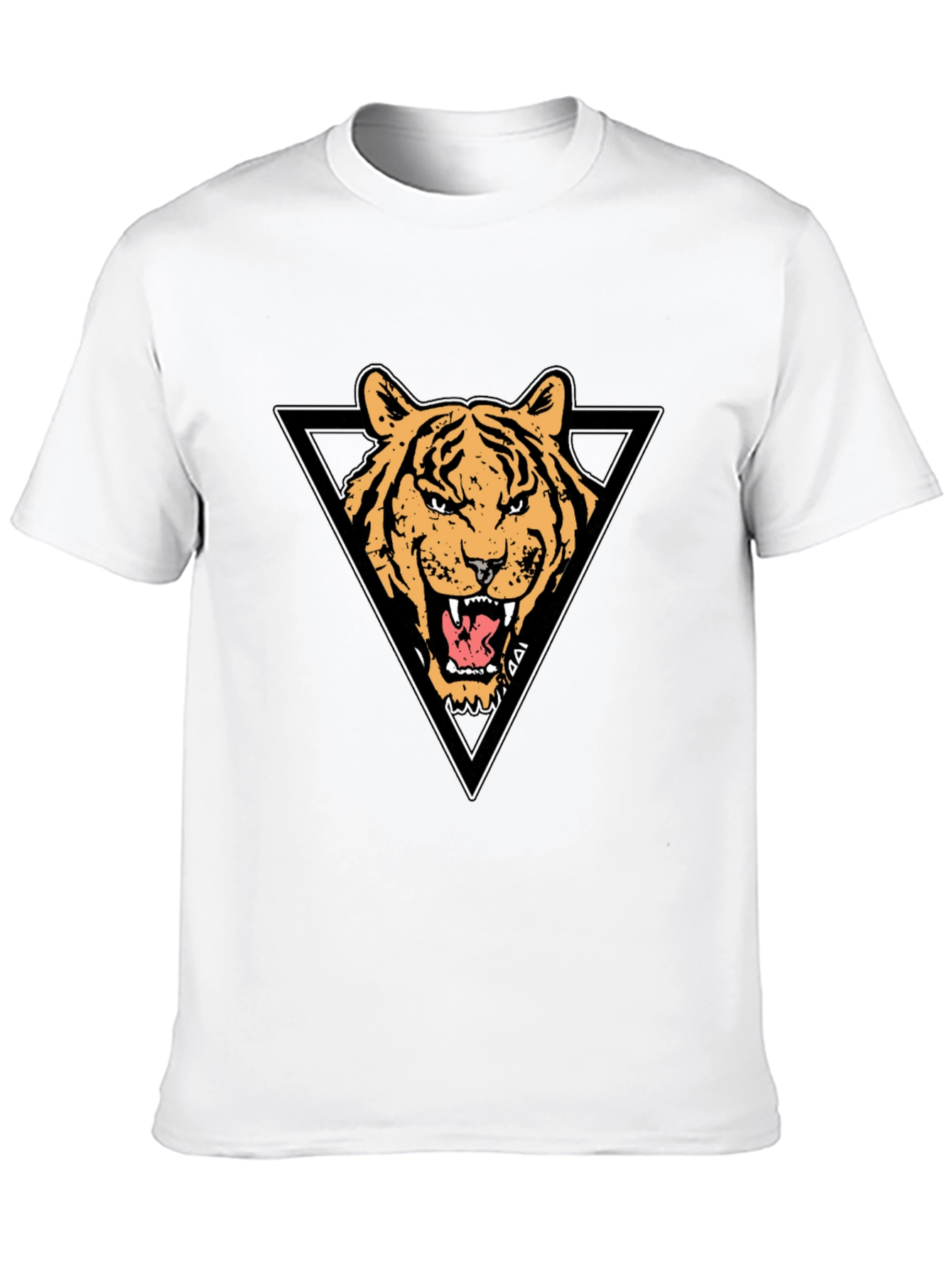 Tiger Triangle Graphic Print Black T-Shirt