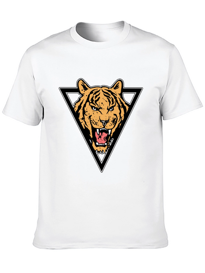 Tiger Triangle Graphic Print Black T-Shirt