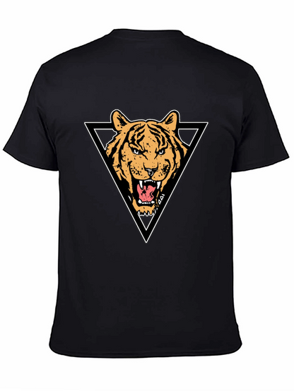 Tiger Triangle Graphic Print Black T-Shirt