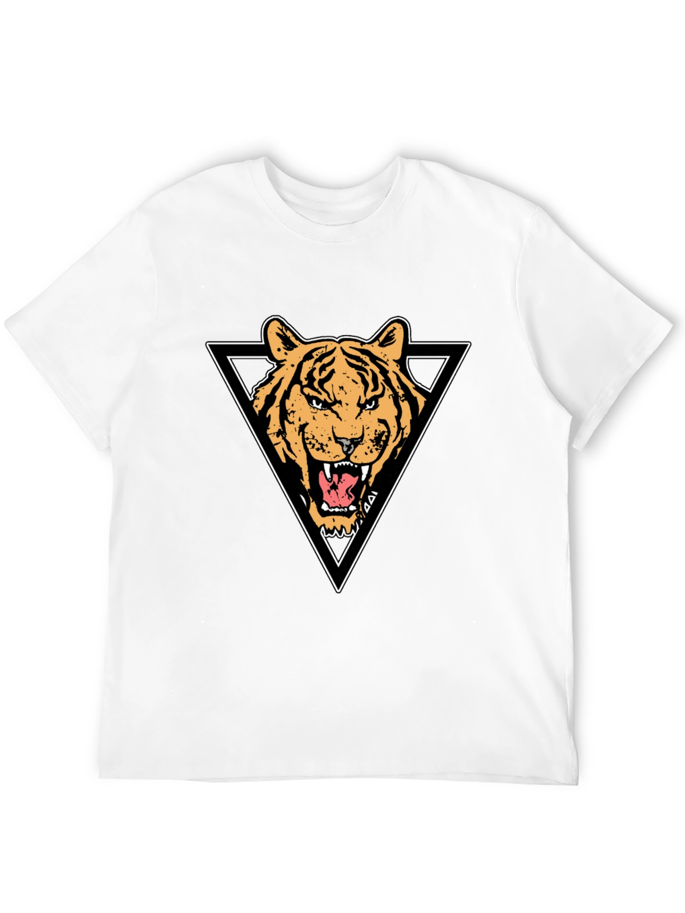 Tiger Triangle Graphic Print Black T-Shirt