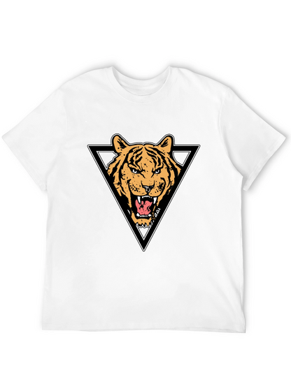 Tiger Triangle Graphic Print Black T-Shirt