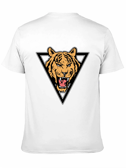 Tiger Triangle Graphic Print Black T-Shirt