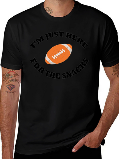 Snacks Football Graphic Tee - Black Cotton T-Shirt