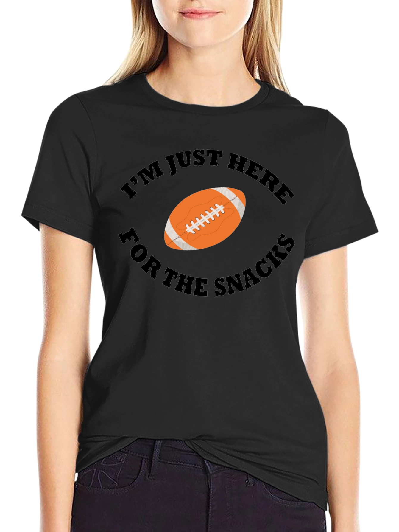 Snacks Football Graphic Tee - Black Cotton T-Shirt