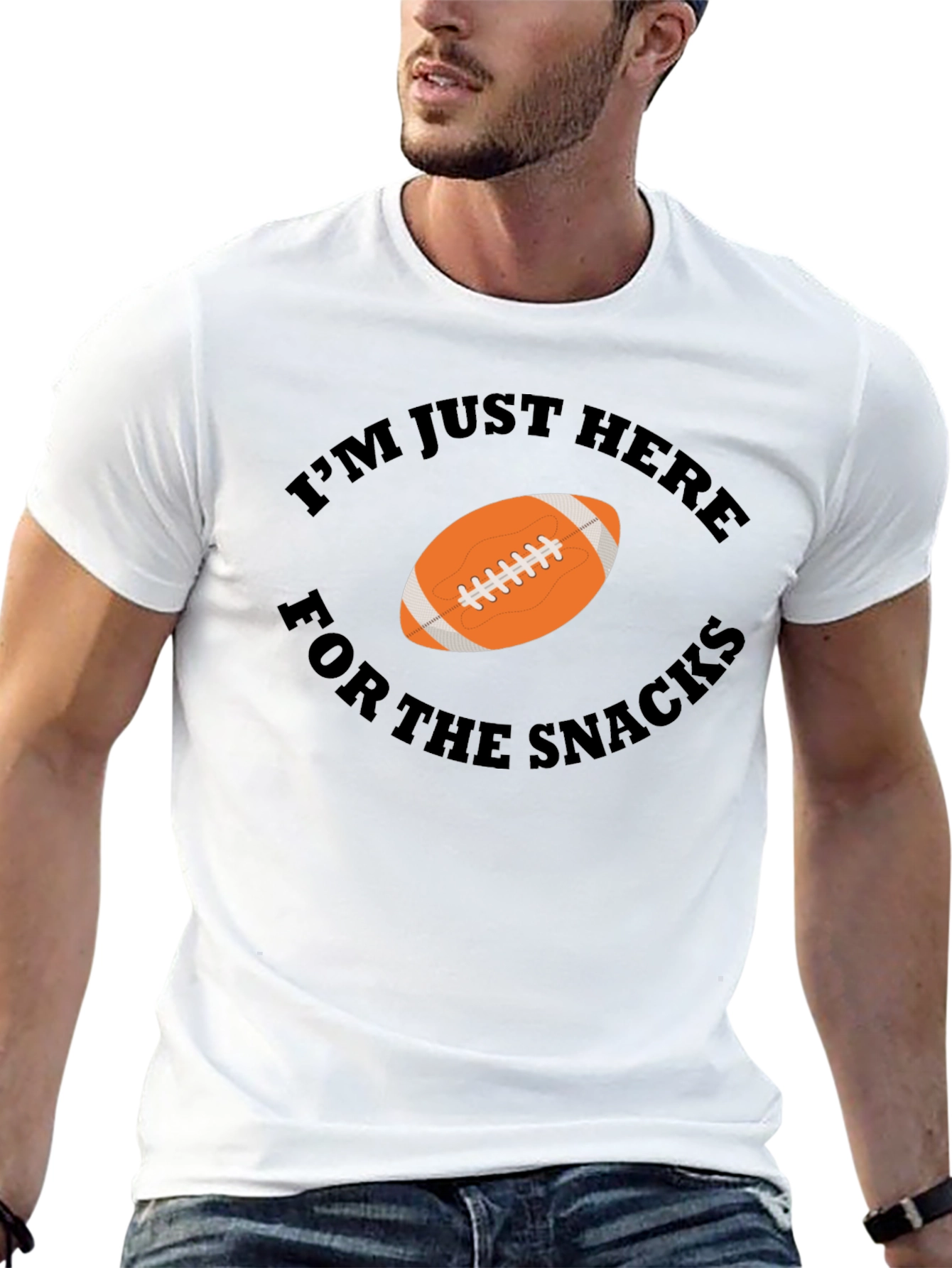 Snacks Football Graphic Tee - Black Cotton T-Shirt