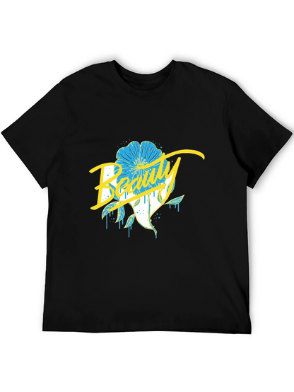 Beauty Flower Graphic Black T-Shirt