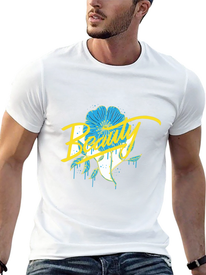 Beauty Flower Graphic Black T-Shirt