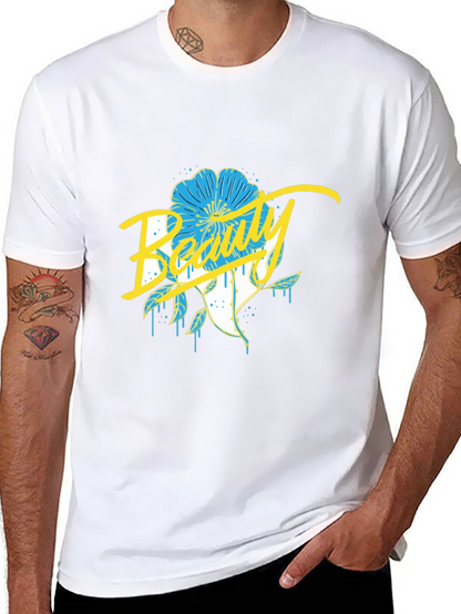 Beauty Flower Graphic Black T-Shirt