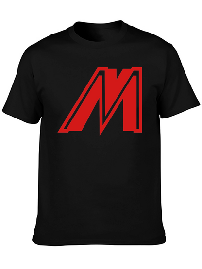 Bold Red M Graphic Black T-Shirt - Classic Style