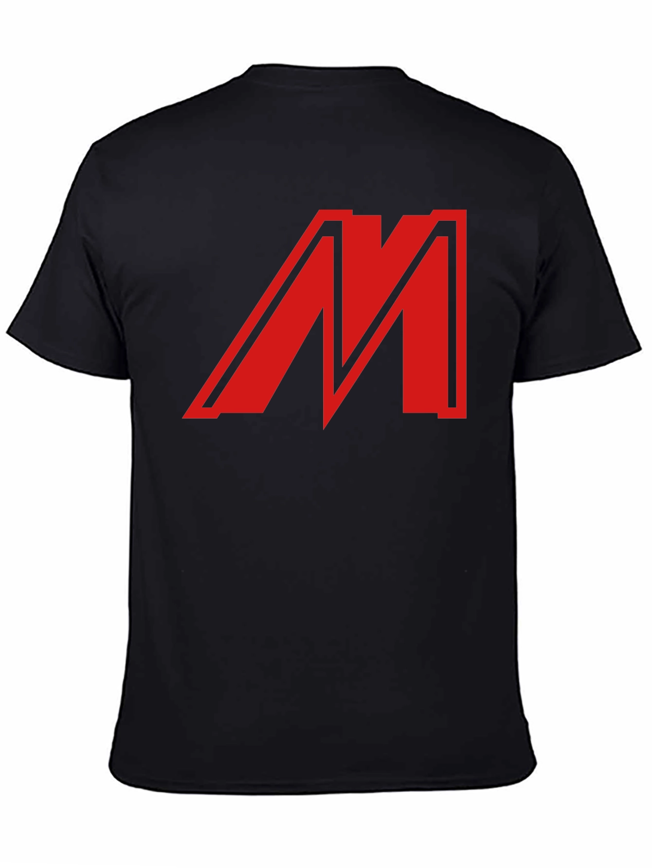 Bold Red M Graphic Black T-Shirt - Classic Style