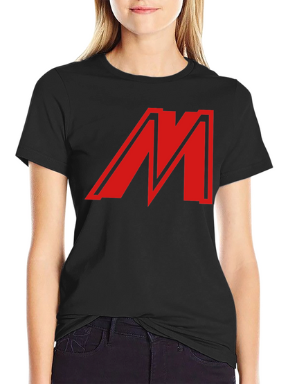 Bold Red M Graphic Black T-Shirt - Classic Style