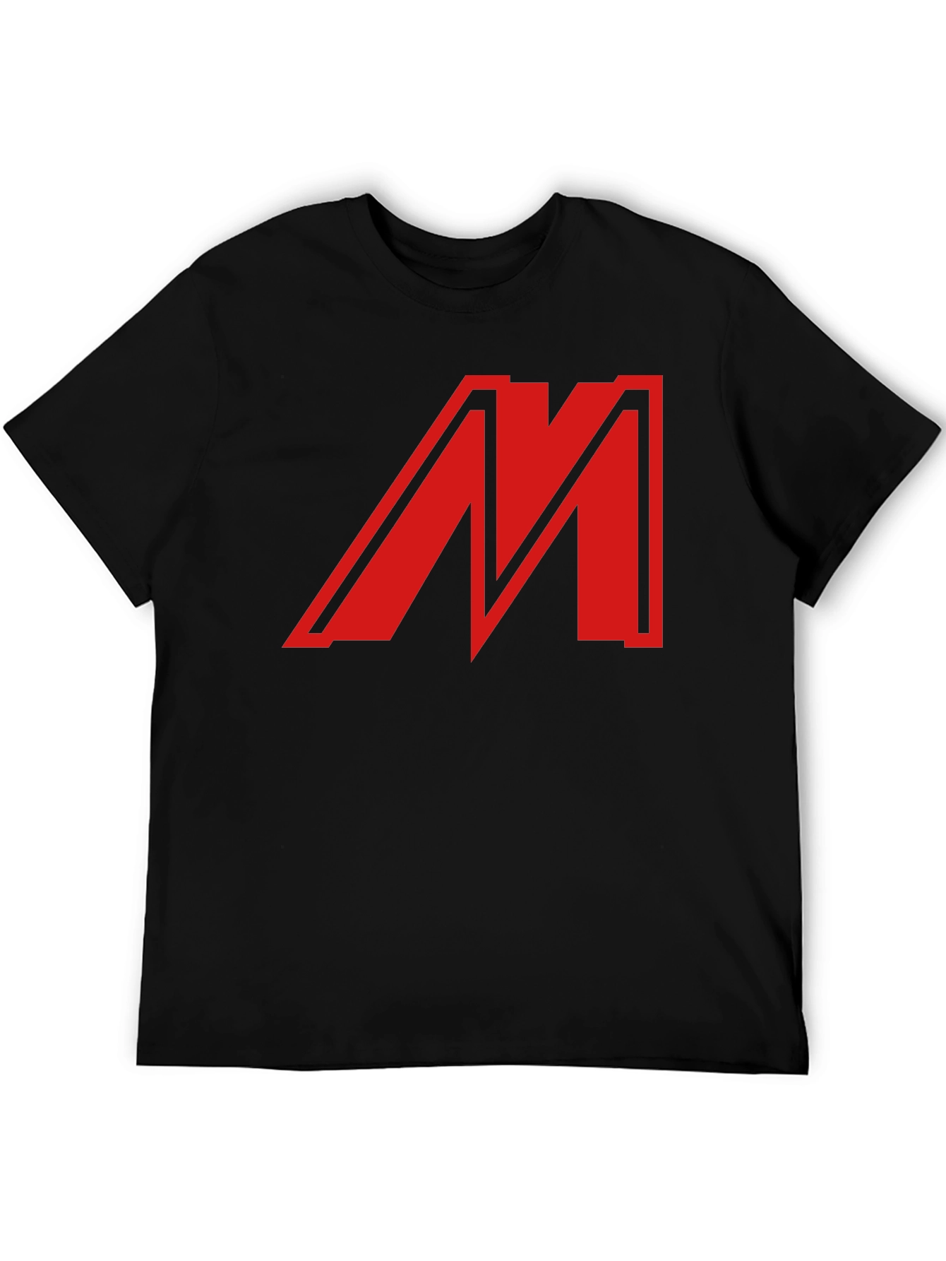 Bold Red M Graphic Black T-Shirt - Classic Style