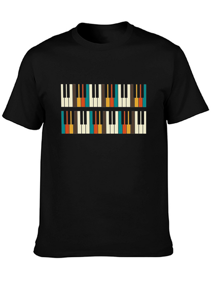 Retro Piano Keys Pattern T-Shirt