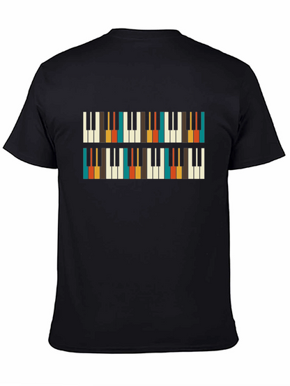 Retro Piano Keys Pattern T-Shirt