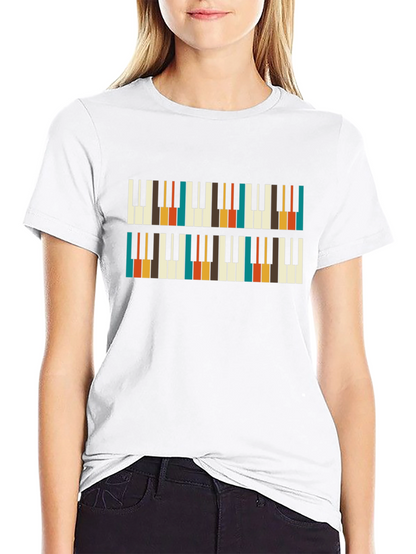 Retro Piano Keys Pattern T-Shirt