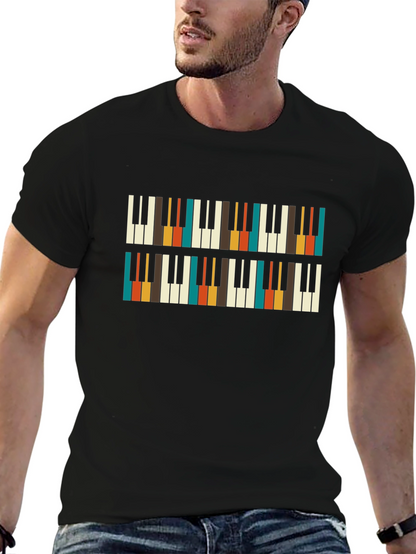 Retro Piano Keys Pattern T-Shirt