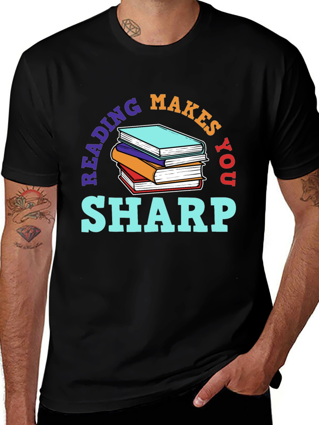 Reading Makes You Sharp Black T-Shirt